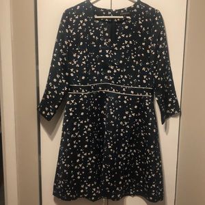 Banana republic blue dress with white flower print